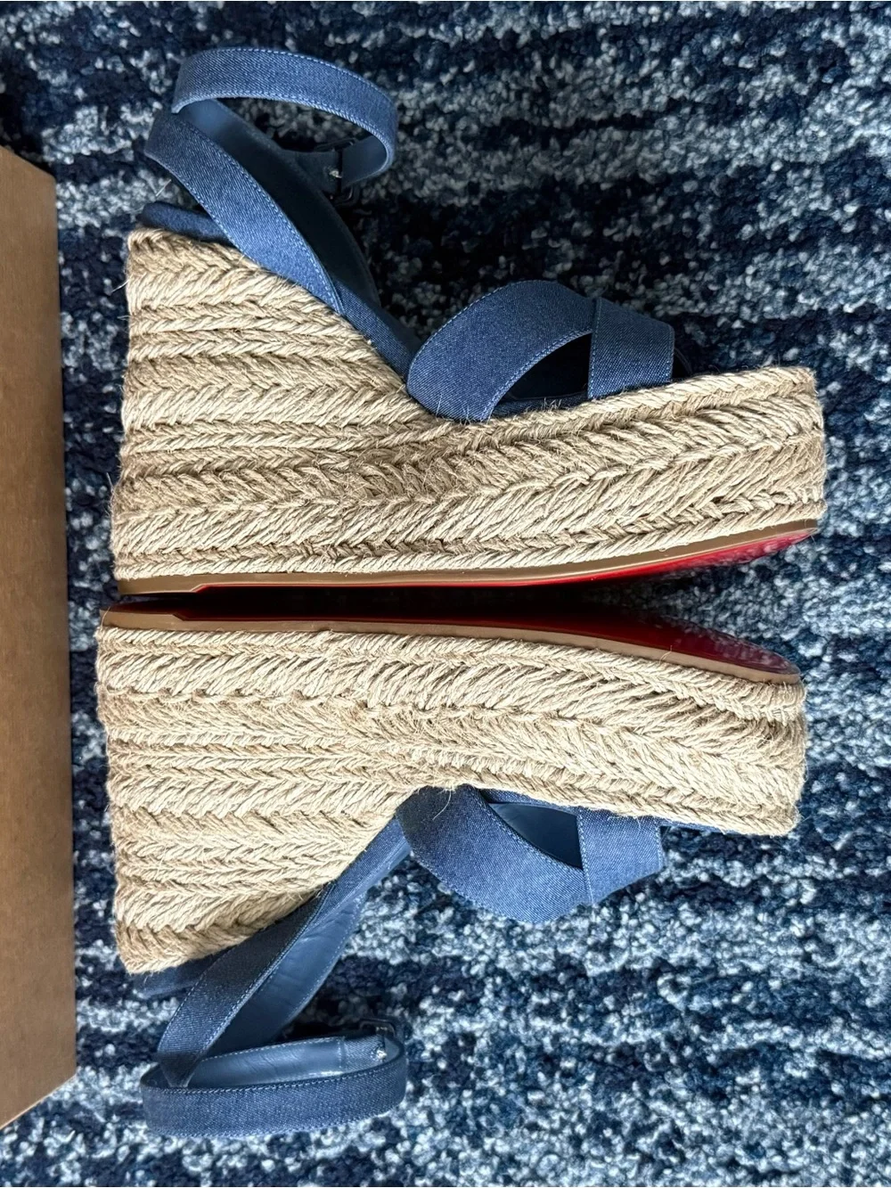 Christian Louboutin Mariza Zeppa 130 Denin Criss-Cross Espadrille Sandals